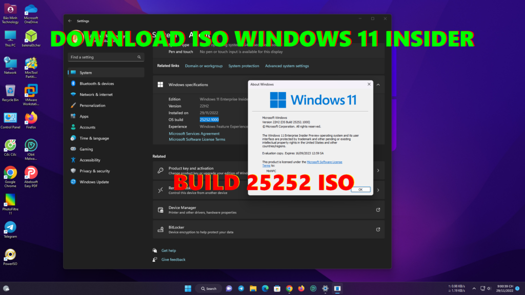 Download Windows 11 Insider build 25252 ISO NOV - 2022