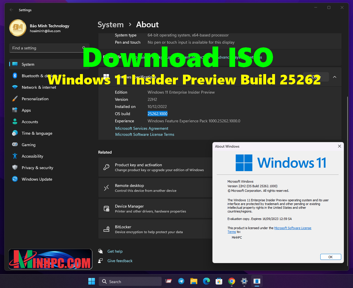 Download ISO Windows 11 Insider Preview Build 25262 (MSDN) - MinhPC ...