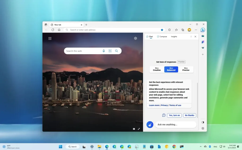 Microsoft Edge với Bing Chat AI ra mắt trên Windows 11