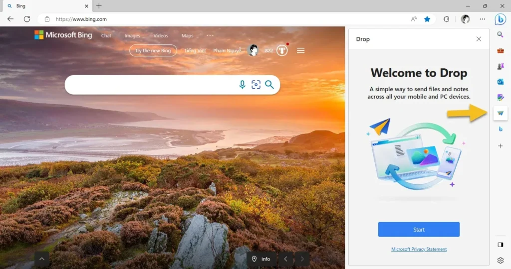 Cách sử dụng tính Drop trên Microsoft Edge để chia sẻ file giữa Windows và iOS, Android
