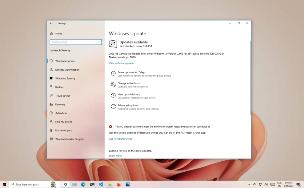 Windows 10 build 19045.3031 (KB5026435) xuất hiện dưới dạng bản xem trước