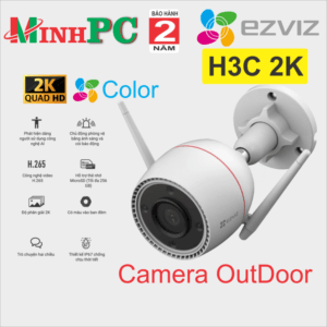 Camera WiFi EZVIZ H3c 2K+ ngoài trời tích hợp mic, phát hiện người