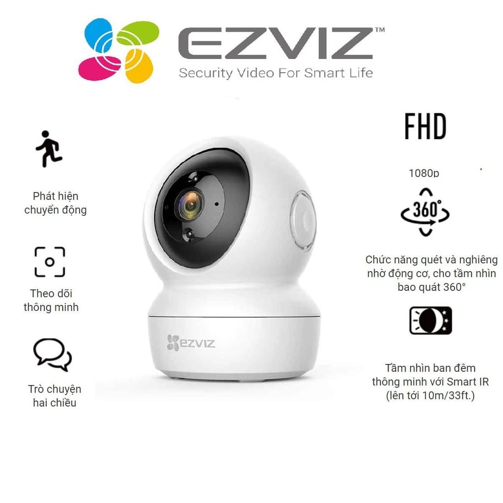 Camera WiFi EZVIZ C6N FullHD 1080P xoay 360 độ, đàm thoại 2 chiều Camera WiFi EZVIZ C6N FullHD 1080P xoay 360 độ, đàm thoại 2 chiều