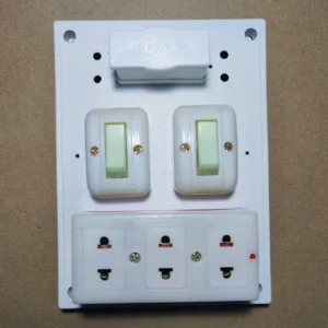 Taplo điện gồm 02 công tắc + 01 cầu chì + 01 ổ cắm điện