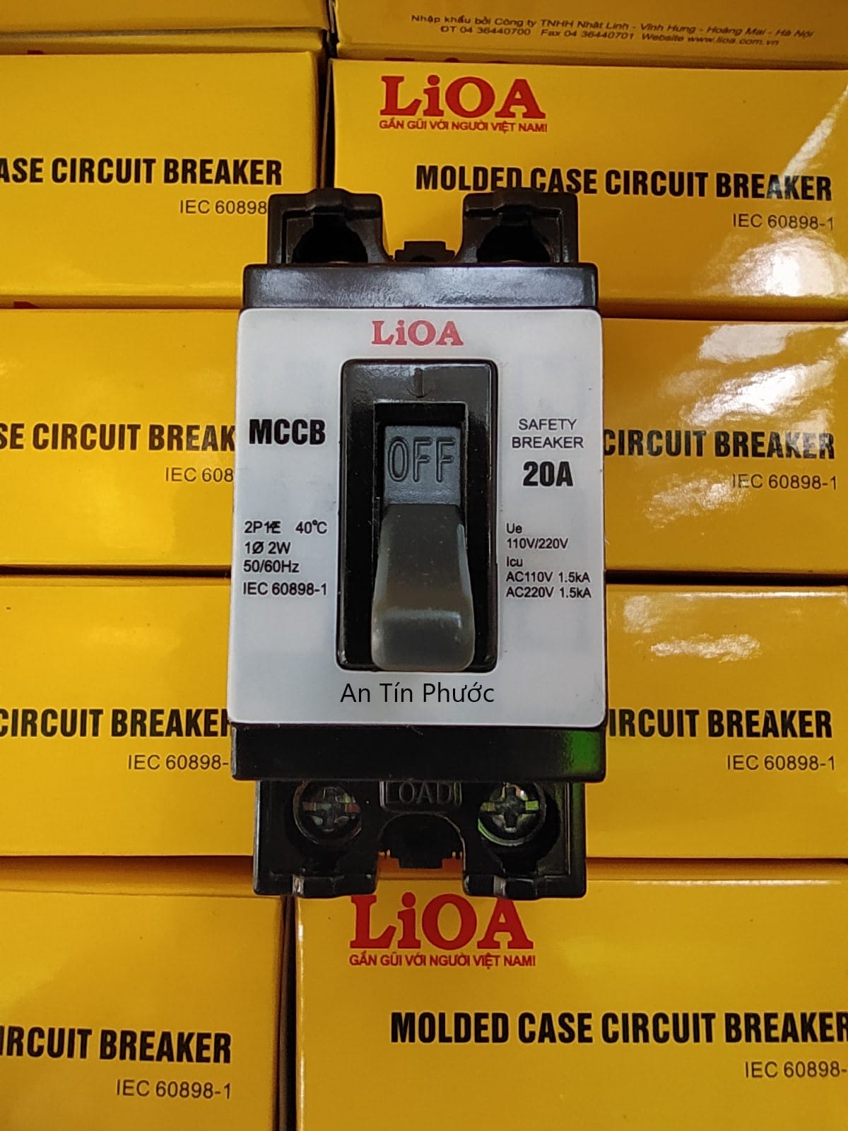 Cầu dao aptomat tự động an toàn lắp nổi LIOA MCCB2P1E/20A