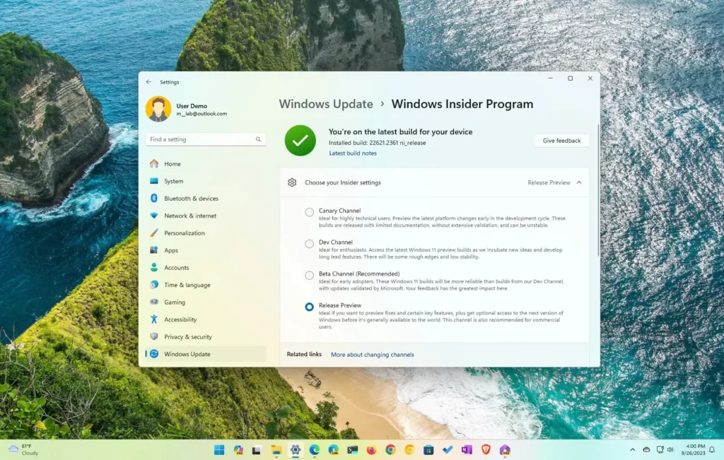 Windows 11 v23H2 được phát hành trên kênh Release Preview Channel