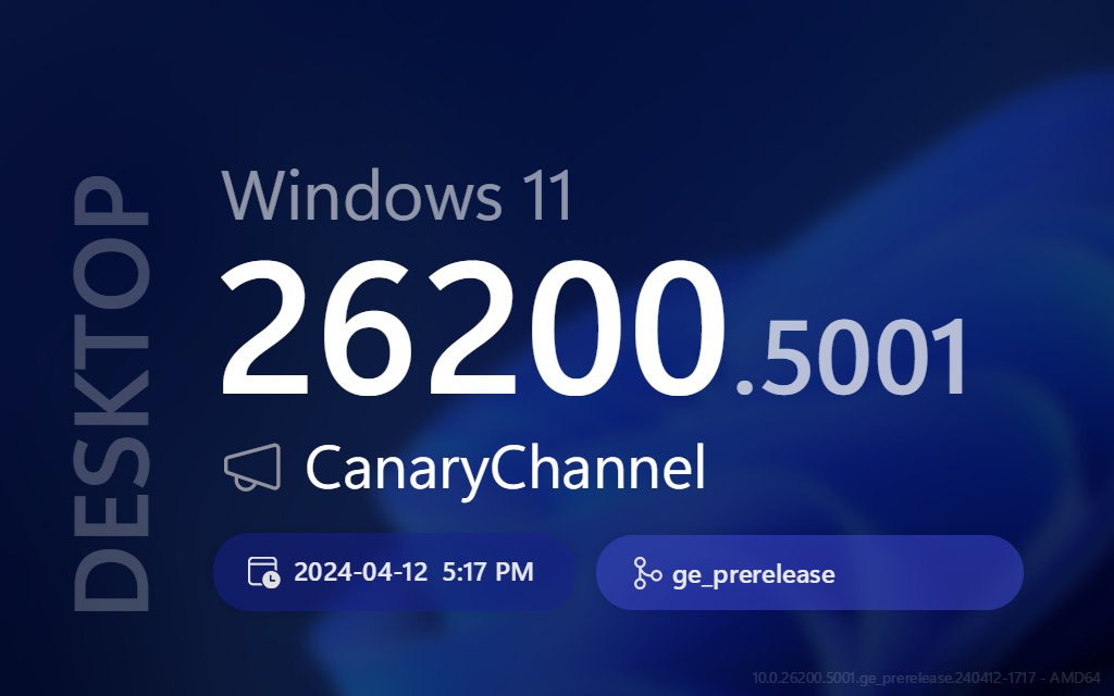 Download Windows 11 v24H2 Build 26200.5001 (Canary Channel)