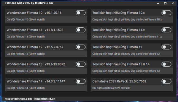 Bộ cài Filmora AIO 2025 - Cài đặt và kích hoạt hiệu ứng Fimora 10-11-12-13-14 (Silent)